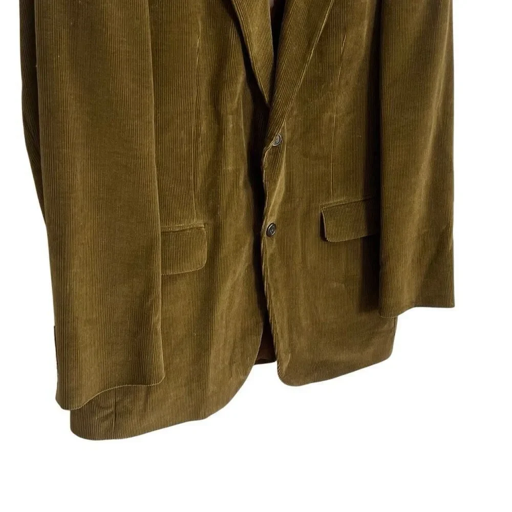 Lands' End Corduroy‎ Notch Lapel Two-Button 100% Cotton Blazer Tan Size 43L